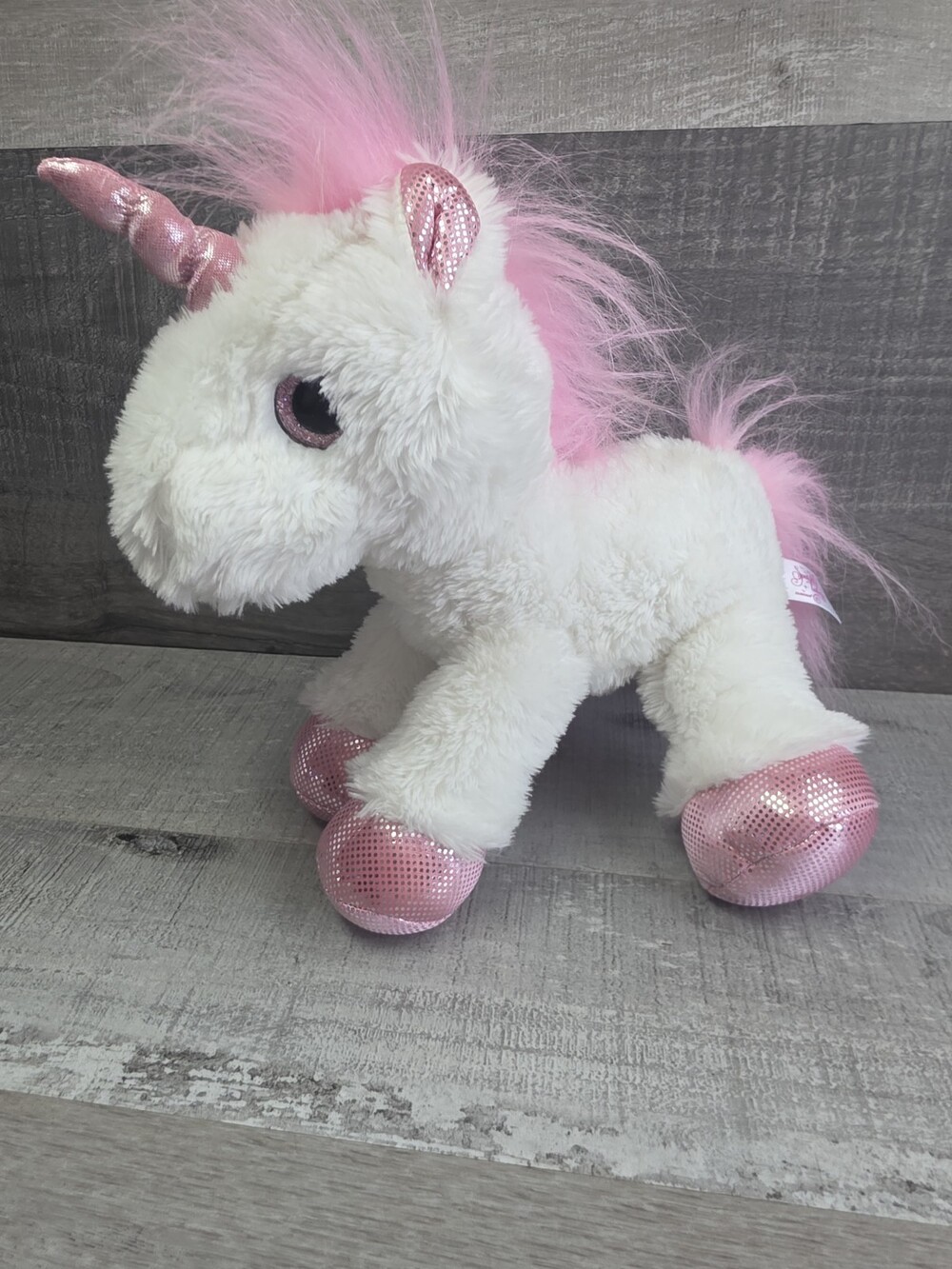 Aurora Sparkle Tales White Pink Unicorn Plush Stuffed Animal Toy 10" g60